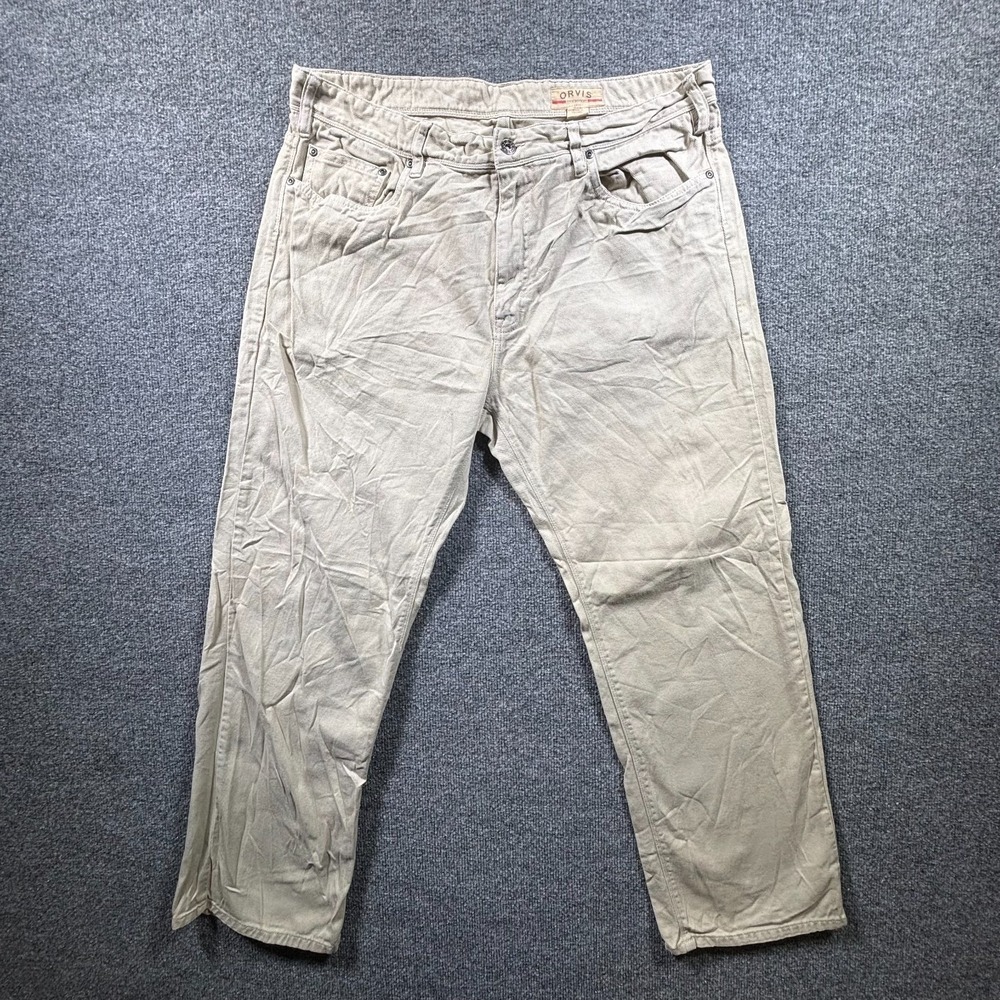 Orvis Chino Pants Mens 38x30 Beige Cotton Five Pocket Straight Everyday Casual